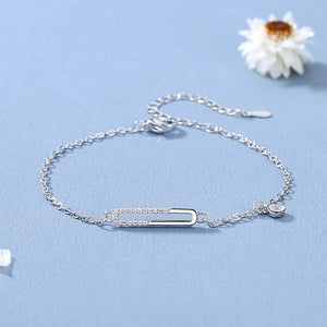 S925 Silver Zircon Geometric Oval Bracelet Jewelry