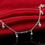 Female Cute 925 Sterling Silver Rose Flower Anklet For Women Gift