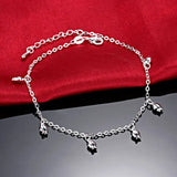 Female Cute 925 Sterling Silver Rose Flower Anklet For Women Gift