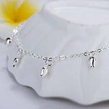 Female Cute 925 Sterling Silver Rose Flower Anklet For Women Gift