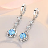 Zircon Flower Earrings 925 Silver Long Ear Jewelry