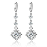 Zircon Flower Earrings 925 Silver Long Ear Jewelry