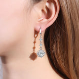 Zircon Flower Earrings 925 Silver Long Ear Jewelry