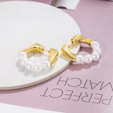French Circled Pearl Earrings 925 Sterling Silver Ear Buckles