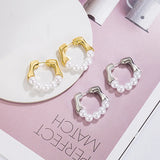 French Circled Pearl Earrings 925 Sterling Silver Ear Buckles