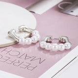 French Circled Pearl Earrings 925 Sterling Silver Ear Buckles