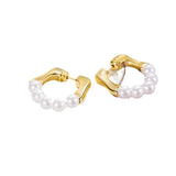 French Circled Pearl Earrings 925 Sterling Silver Ear Buckles