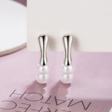 French Circled Pearl Earrings 925 Sterling Silver Ear Buckles