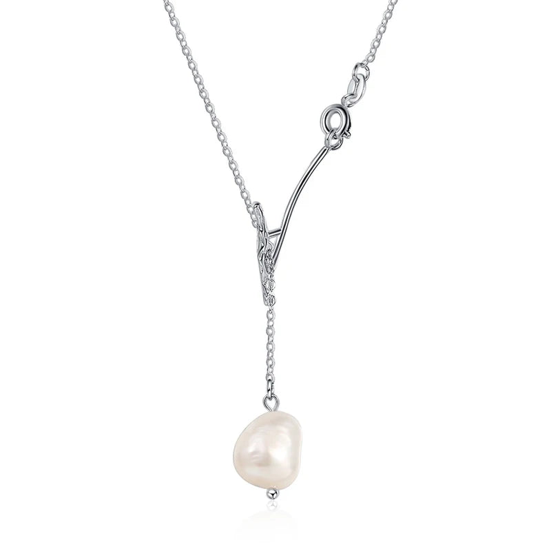 Baroque Pearl Pendant Necklace 925 Sterling Silver Tassel Necklaces
