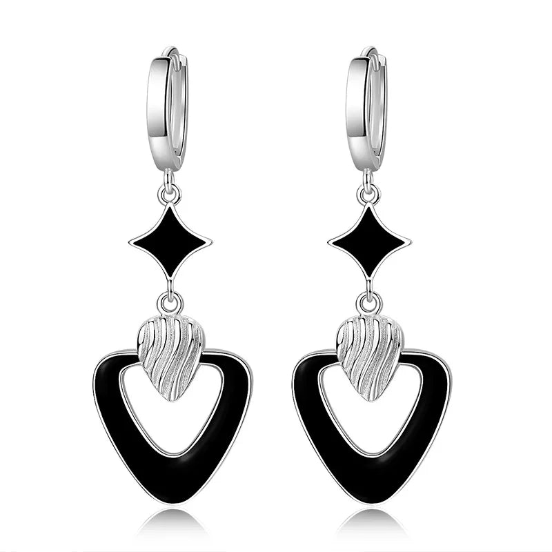 Star Heart Hoop Earrings 925 Silver Lady Gift