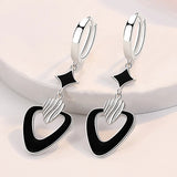 Star Heart Hoop Earrings 925 Silver Lady Gift