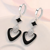 Star Heart Hoop Earrings 925 Silver Lady Gift