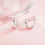 Glamorous Pearl Earrings 925 Silver Geometric Earring Lady Jewelry