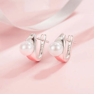 Glamorous Pearl Earrings 925 Silver Geometric Earring Lady Jewelry