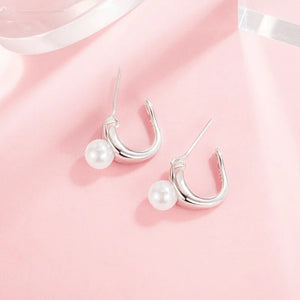 Glamorous Pearl Earrings 925 Silver Geometric Earring Lady Jewelry