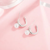Glamorous Pearl Earrings 925 Silver Geometric Earring Lady Jewelry