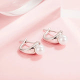 Glamorous Pearl Earrings 925 Silver Geometric Earring Lady Jewelry