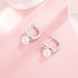 Glamorous Pearl Earrings 925 Silver Geometric Earring Lady Jewelry