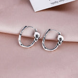 Hip Hop Skull Hoop Earrings S925 Sterling Silver Unisex Jewelry