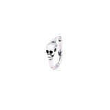 Hip Hop Skull Hoop Earrings S925 Sterling Silver Unisex Jewelry