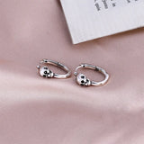 Hip Hop Skull Hoop Earrings S925 Sterling Silver Unisex Jewelry