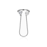 Zircon Heart Pearl Tassel Ring 925 Sterling Silver Jewelry Lady Gift