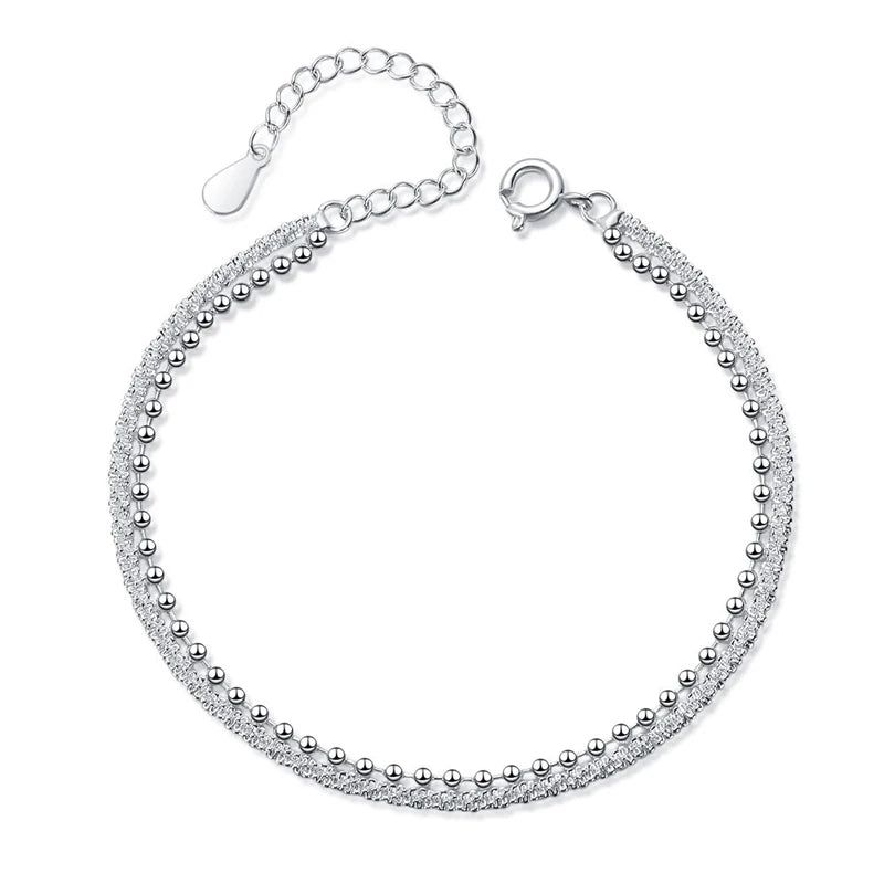 925 Silver Beads Bracelet Glamorous Girl Birthday Gift