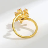 Ring Women Open Size Rotate Zircon Flower 925 Sterling Silver Rings
