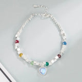 Moonlight Crystal Heart Bracelet Necklace Set 925 Silver Beads Jewelry