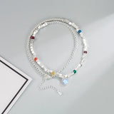 Moonlight Crystal Heart Bracelet Necklace Set 925 Silver Beads Jewelry