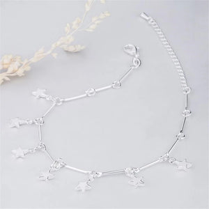 925 Sterling Silver Pentagram Anklet Bracelet Foot Jewelry