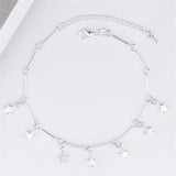 925 Sterling Silver Pentagram Anklet Bracelet Foot Jewelry