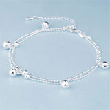 925 Silver Anklets with Small Bells for Barefoot Sandal Foot Jewel