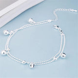 925 Silver Anklets with Small Bells for Barefoot Sandal Foot Jewel