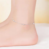 Women's 925 Sterling Silver Beaded Foot Chain Anklet