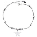 Women's 925 Sterling Silver Stars Anklet, Beach Party Accessory