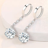 925 Silver Zircon Tassel Drop Earrings Women