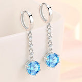 925 Silver Zircon Tassel Drop Earrings Women