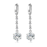 925 Silver Zircon Tassel Drop Earrings Women