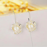 925 Silver Earring Flowers Pearl Ear Hook for Women