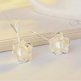 925 Silver Earring Flowers Pearl Ear Hook for Women