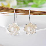 925 Silver Earring Flowers Pearl Ear Hook for Women