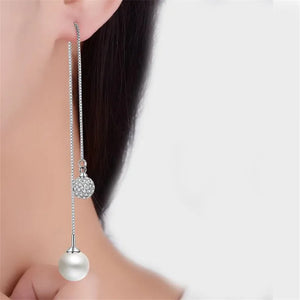 925 Silver Pearl Zircon Earrings For Women Party Jewelry