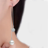 925 Silver Pearl Zircon Earrings For Women Party Jewelry