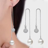 925 Silver Pearl Zircon Earrings For Women Party Jewelry