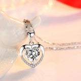 925 Silver Heart Pendant Necklace Lady Engagement Jewelry