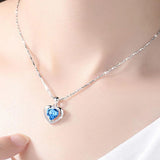 925 Silver Heart Pendant Necklace Lady Engagement Jewelry