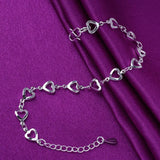 925 Silver Anklet Romantic Hollow Love Heart Foot Jewelry