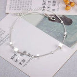 Women's 925 Sterling Silver Square Bead Anklet Foot Chain