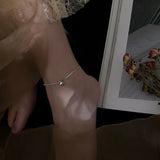 925 Silver Anklet Women Lucky Round Beads Foot Jewelry Lady Party
